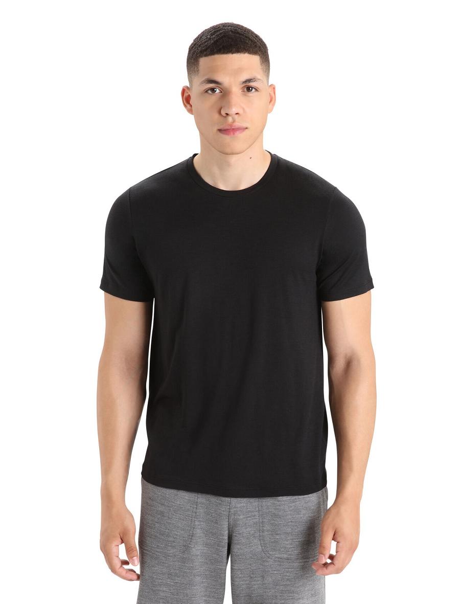 Icebreaker Merino Tech Lite II Rövid Sleeve Tee Férfi Póló Fekete | HU 1169JPQJ